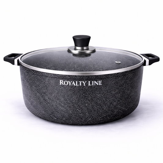 Oala din Aluminiu Turnat 36 cm, 14L, Capac Sticla, Royalty Line