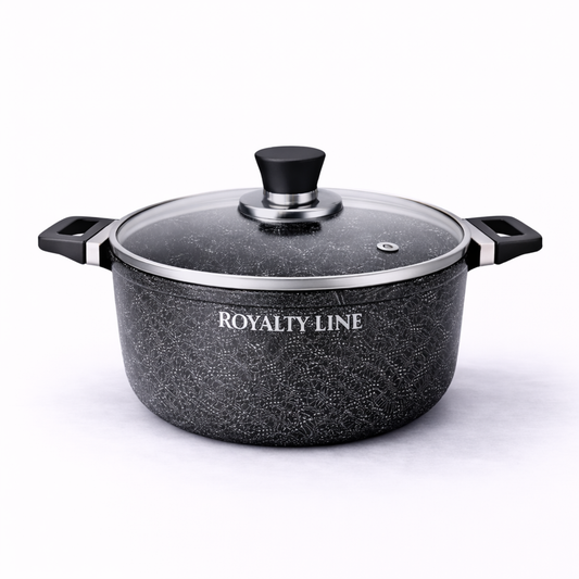Oala din Aluminiu Turnat 26 cm, 4.8L, Capac Sticla, Royalty Line