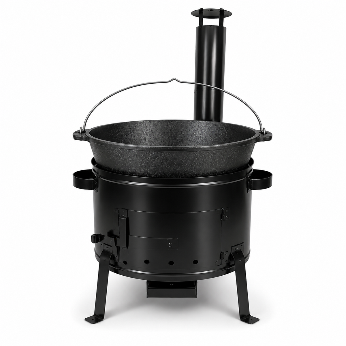 Set Ceaun Fonta Bruta 13L cu Focar 36 cm si Horn pentru Gatit Traditional