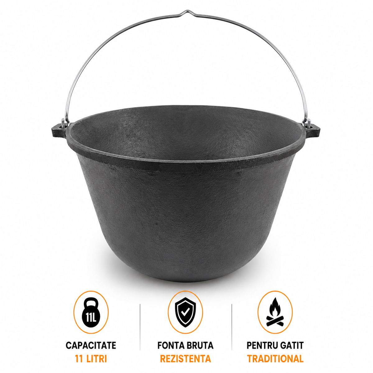 Ceaun Fonta Bruta 11L pentru Gatit Traditional la Foc sau Gaz