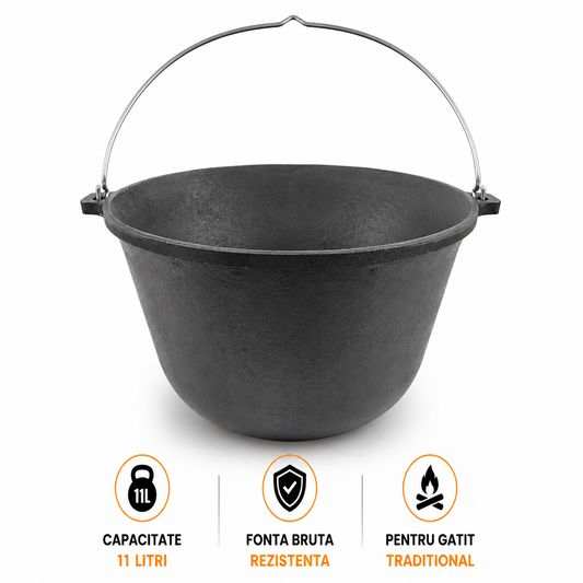 Ceaun Fonta Bruta 11L pentru Gatit Traditional la Foc sau Gaz