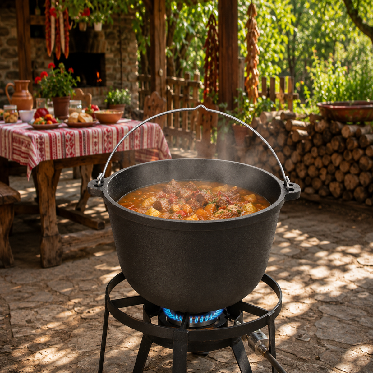Ceaun Fonta Bruta 13L pentru Gatit Traditional la Foc sau Gaz