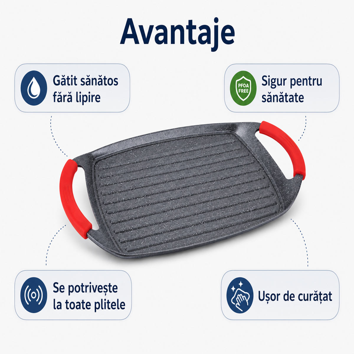 Tigaie Grill Dreptunghiulara 47 cm, Strat Marmura, Compatibila Inductie, Royalty Line