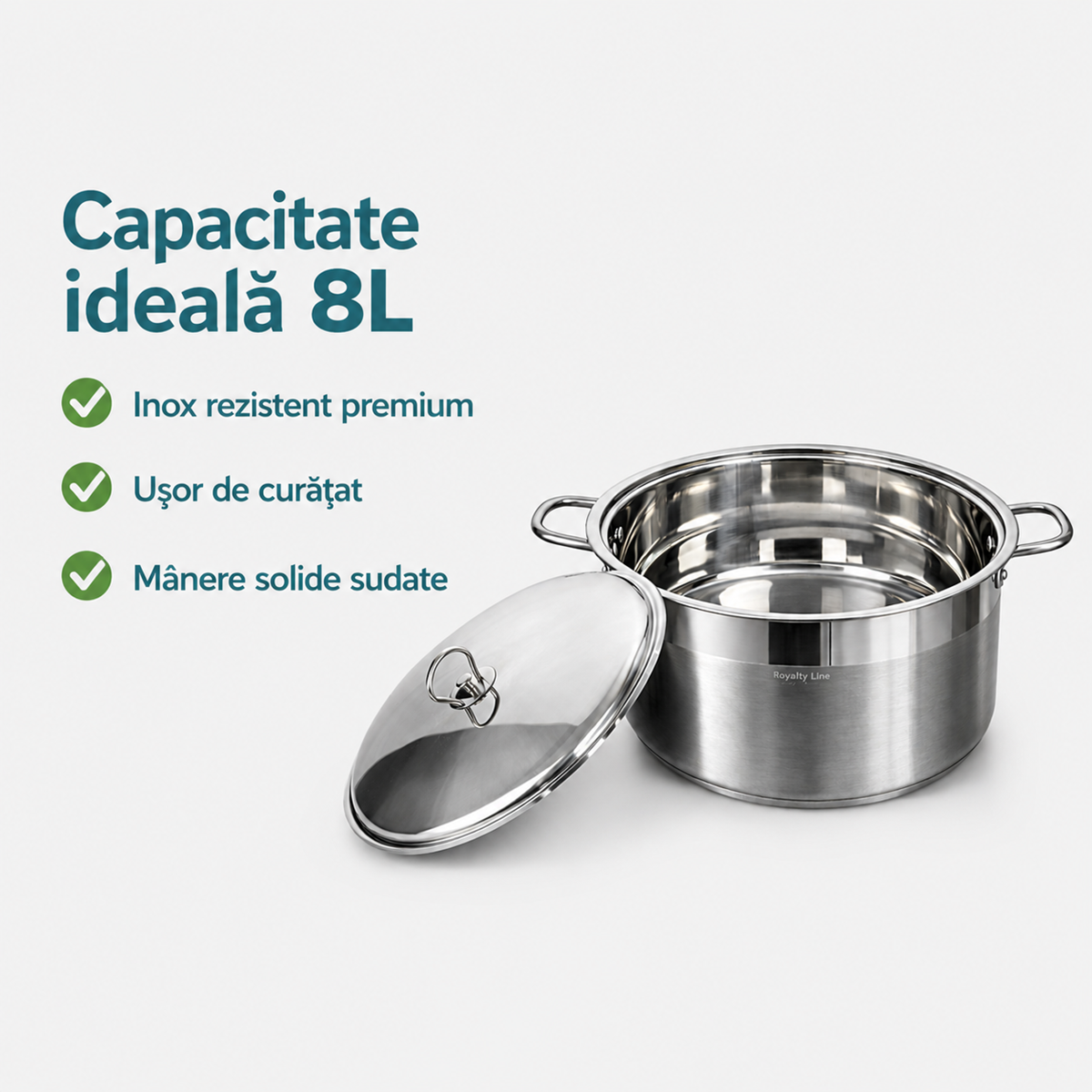 Cratita Inox Royalty Line 36 x 14 cm, 8L, Capac Metalic