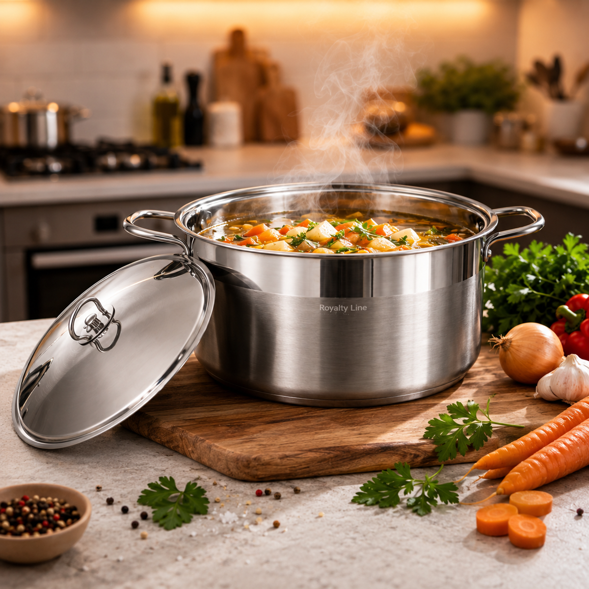 Cratita Inox Royalty Line 36 x 14 cm, 8L, Capac Metalic
