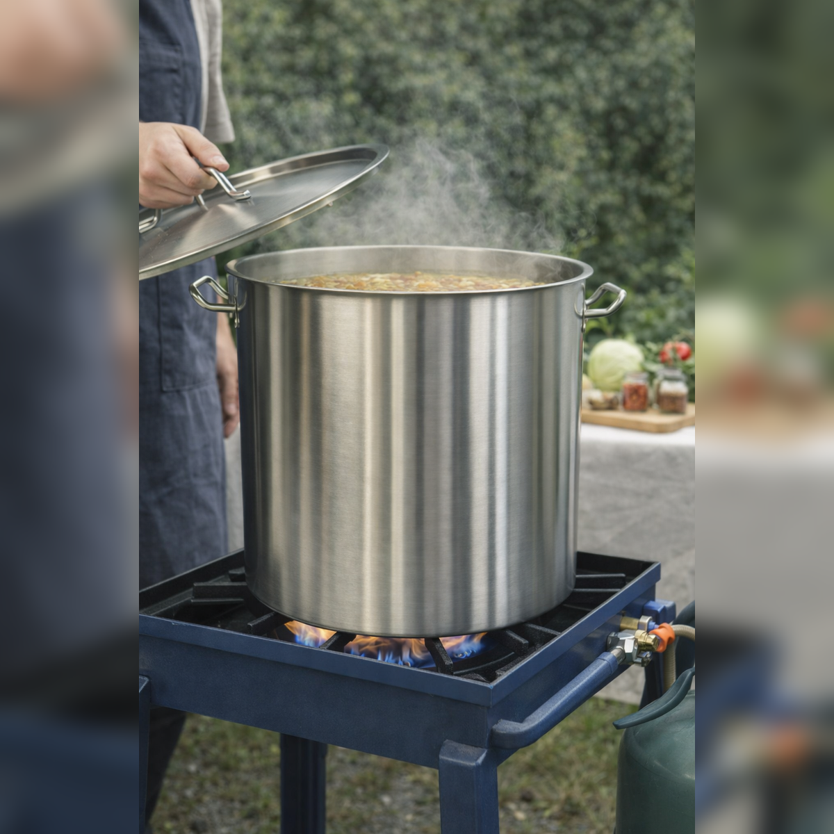 Oala Profesionala Inox 130L, 55 x 55 cm, Capac Inox, Pentru Gatit Intensiv