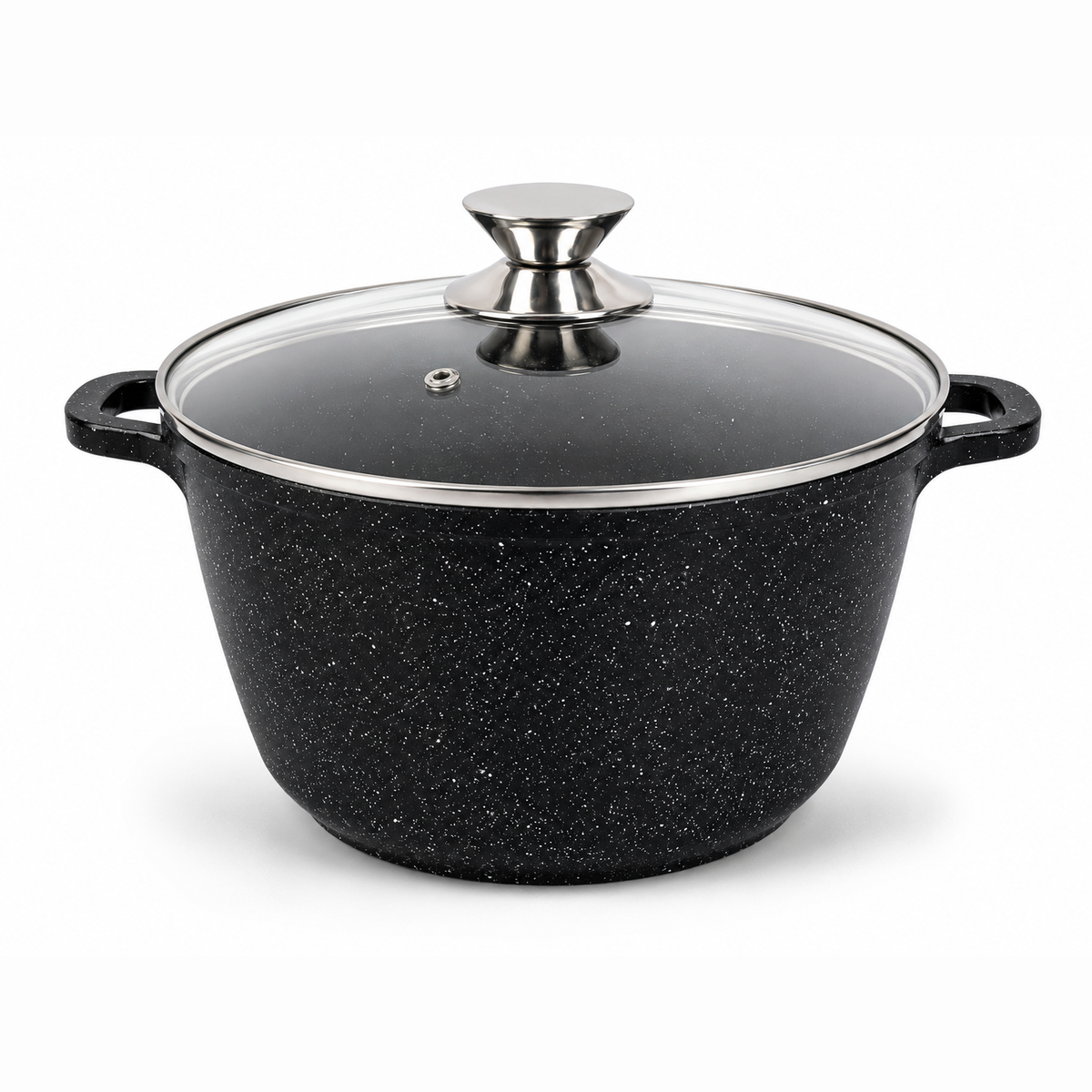 Oala Marmorata 24 cm, 6.2L, cu Capac Sticla Termorezistenta