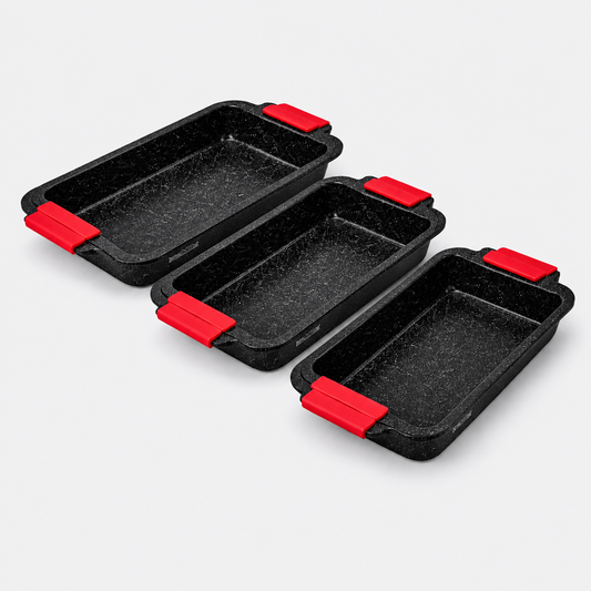 Set 3 Tavi de Copt cu Strat Granit, S/M/L, Antiaderente, PFOA Free