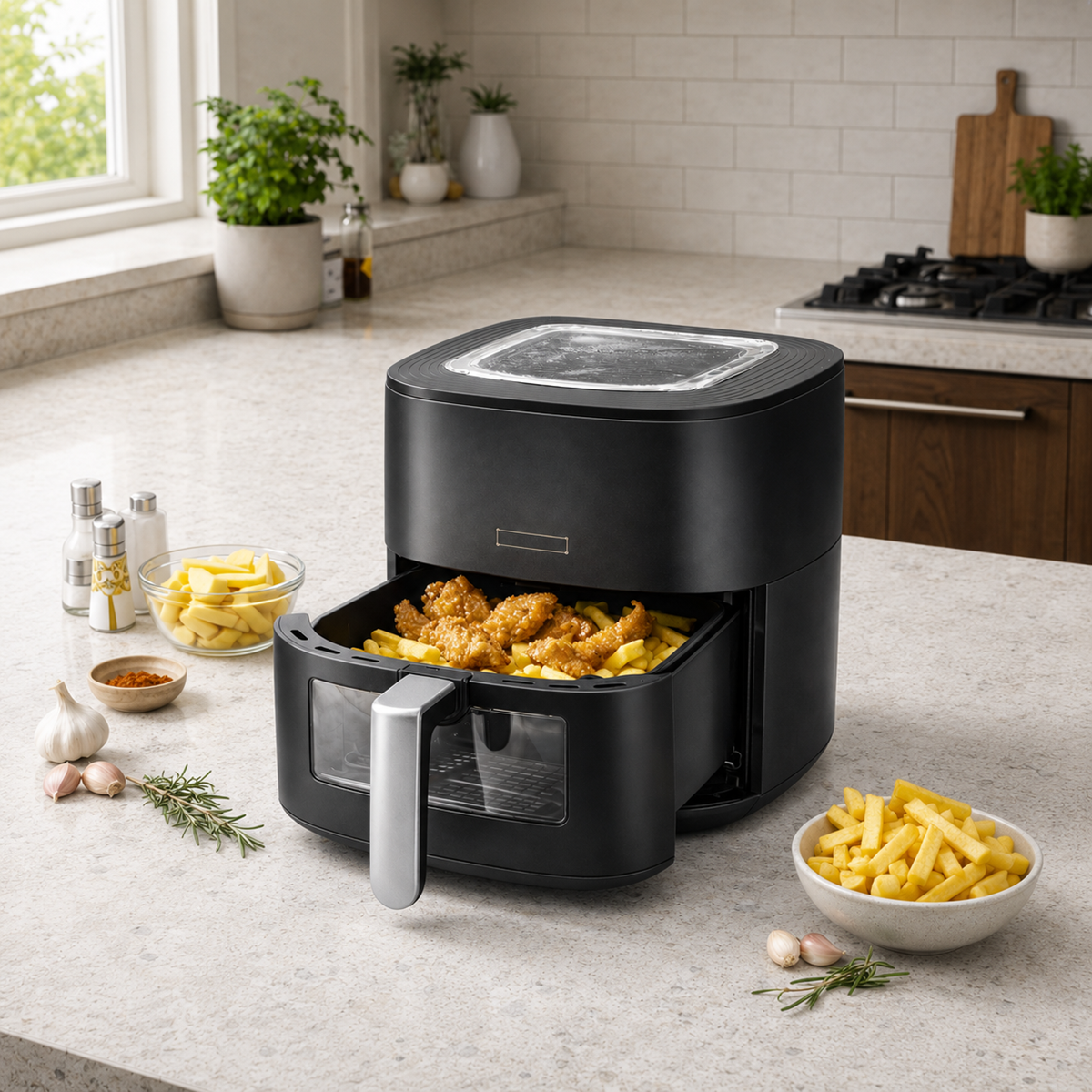 Friteuza cu Aer Cald Royalty Line 6.5L, 1700W, Air Fryer, Gatire fara Ulei