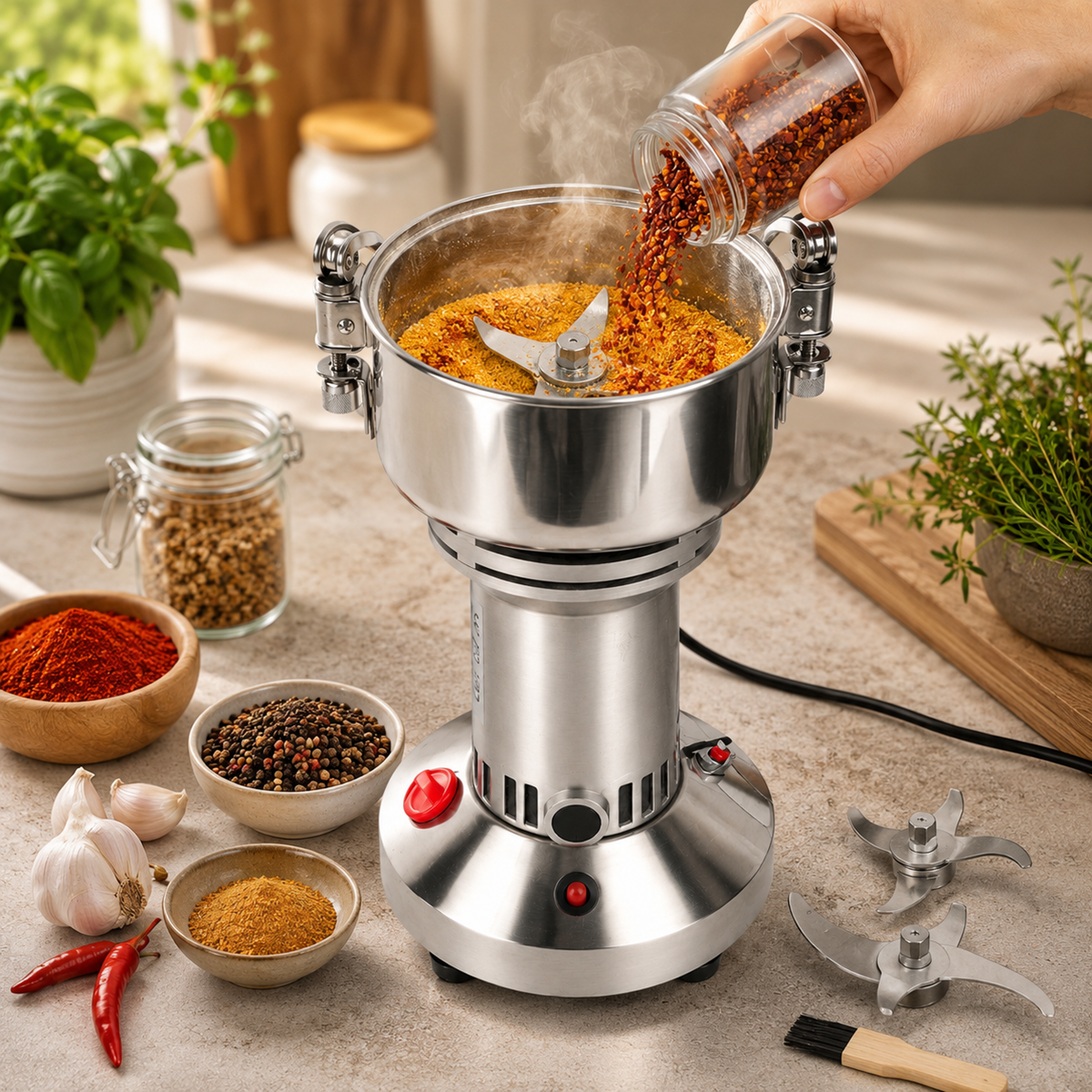 Rasnita Electrica Inox 250g, 1200W, pentru Cereale, Condimente si Cafea