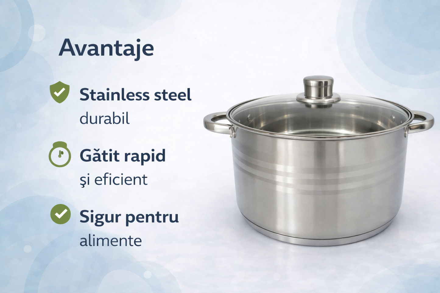Cratita Inox 7.3L cu Capac Sticla, 28 cm, Pentru Gatit Zilnic