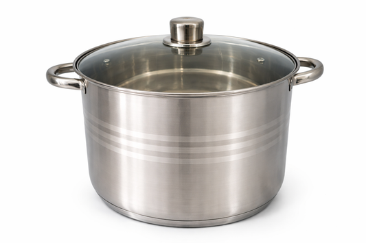 Oala Inox 13.5L cu Capac Sticla, 28 cm, Pentru Gatit Zilnic