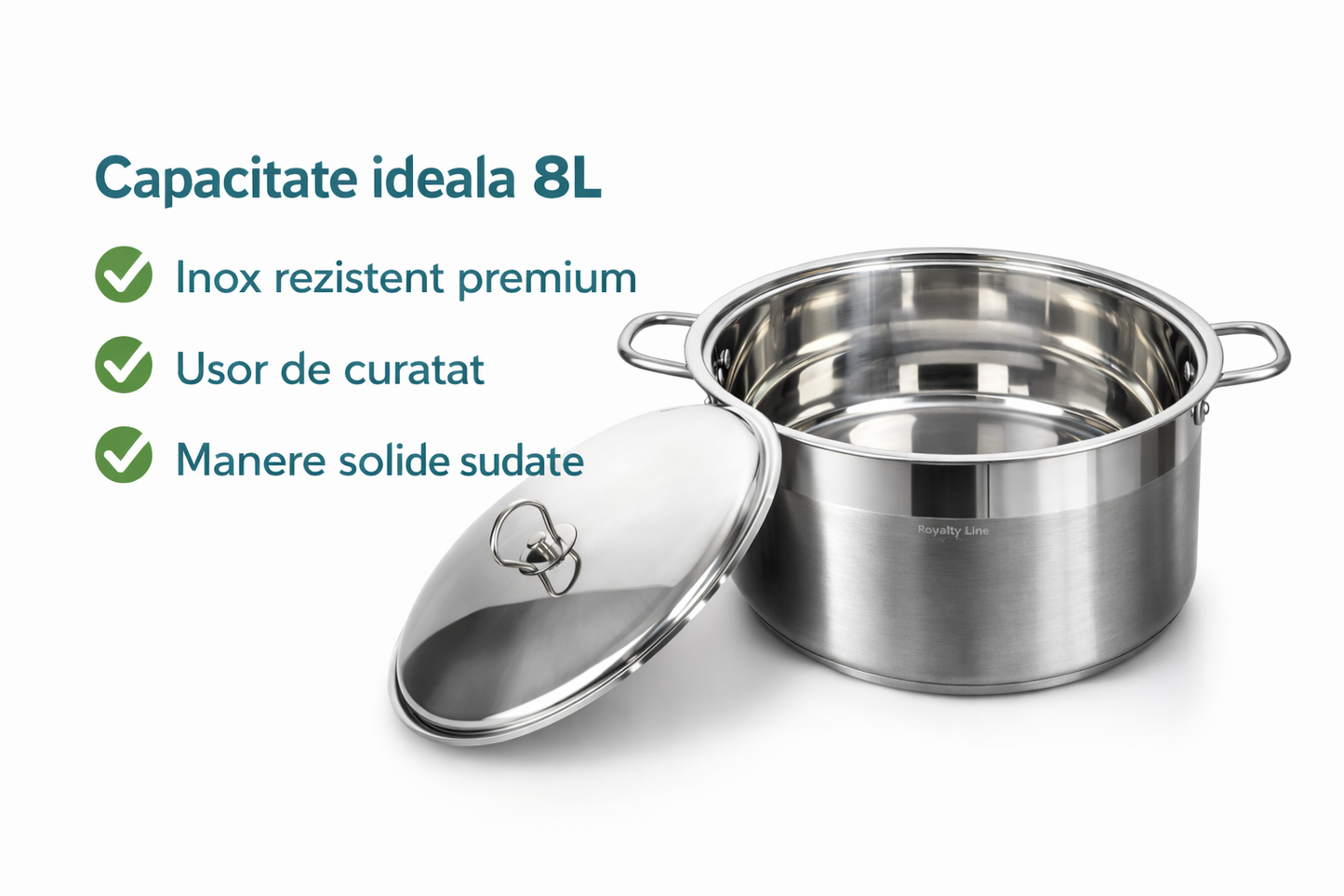 Cratita Inox Royalty Line 36 x 14 cm, 8L, Capac Metalic