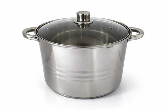Oala Inox 7 Litri, 22 x 19 cm, Capac din Sticla Termorezistenta