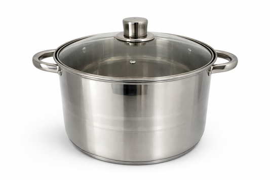 Oala Inox 9 Litri, 24 x 20 cm, Capac din Sticla Termorezistenta
