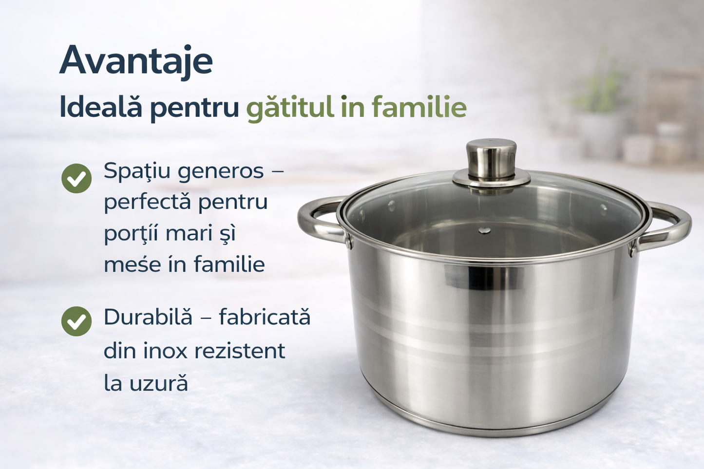 Oala Inox 9 Litri, 24 x 20 cm, Capac din Sticla Termorezistenta