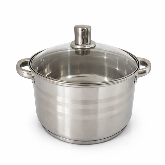 Cratita Inox 5.8 Litri, 26 x 11 cm, Capac din Sticla Termorezistenta