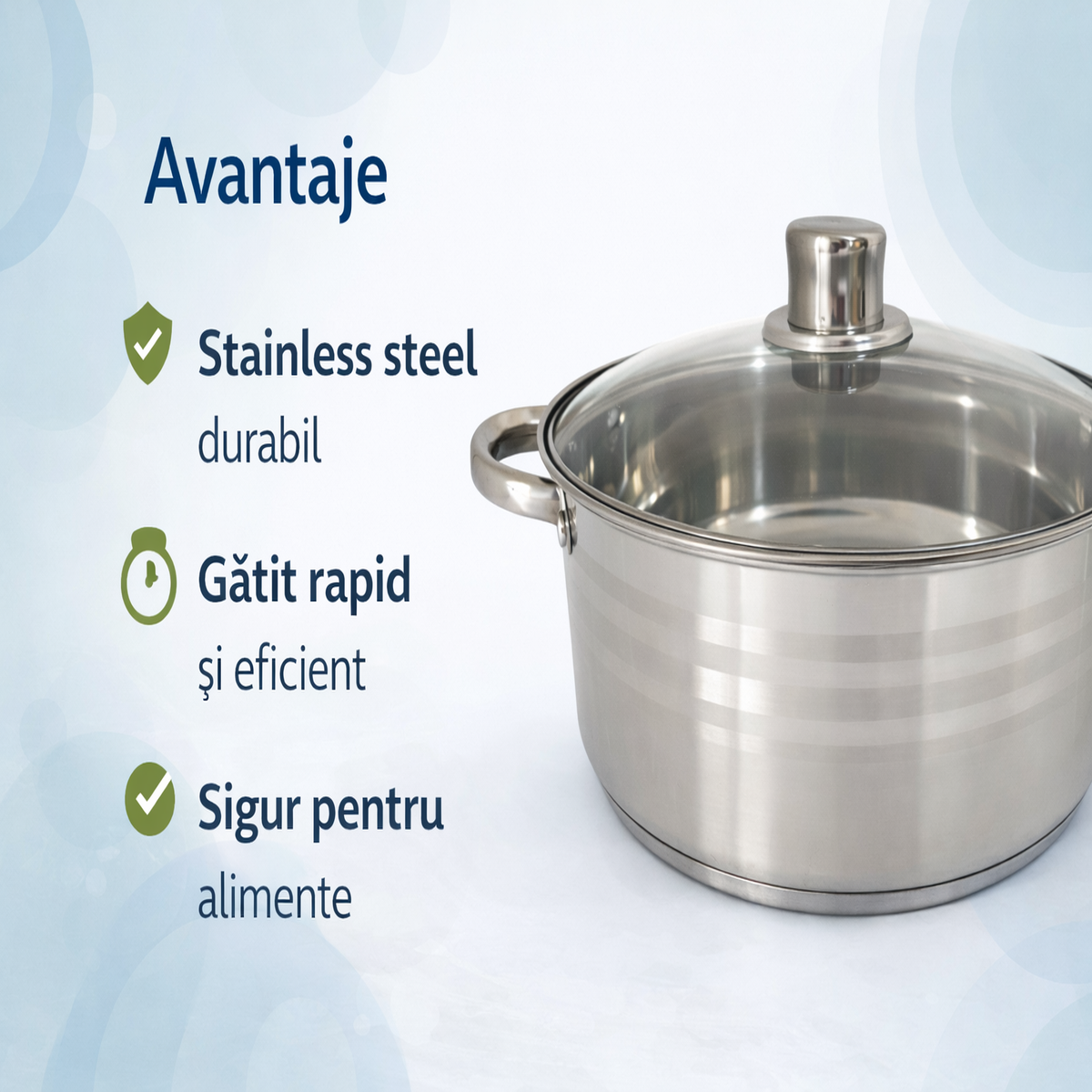 Cratita Inox 5.8 Litri, 26 x 11 cm, Capac din Sticla Termorezistenta