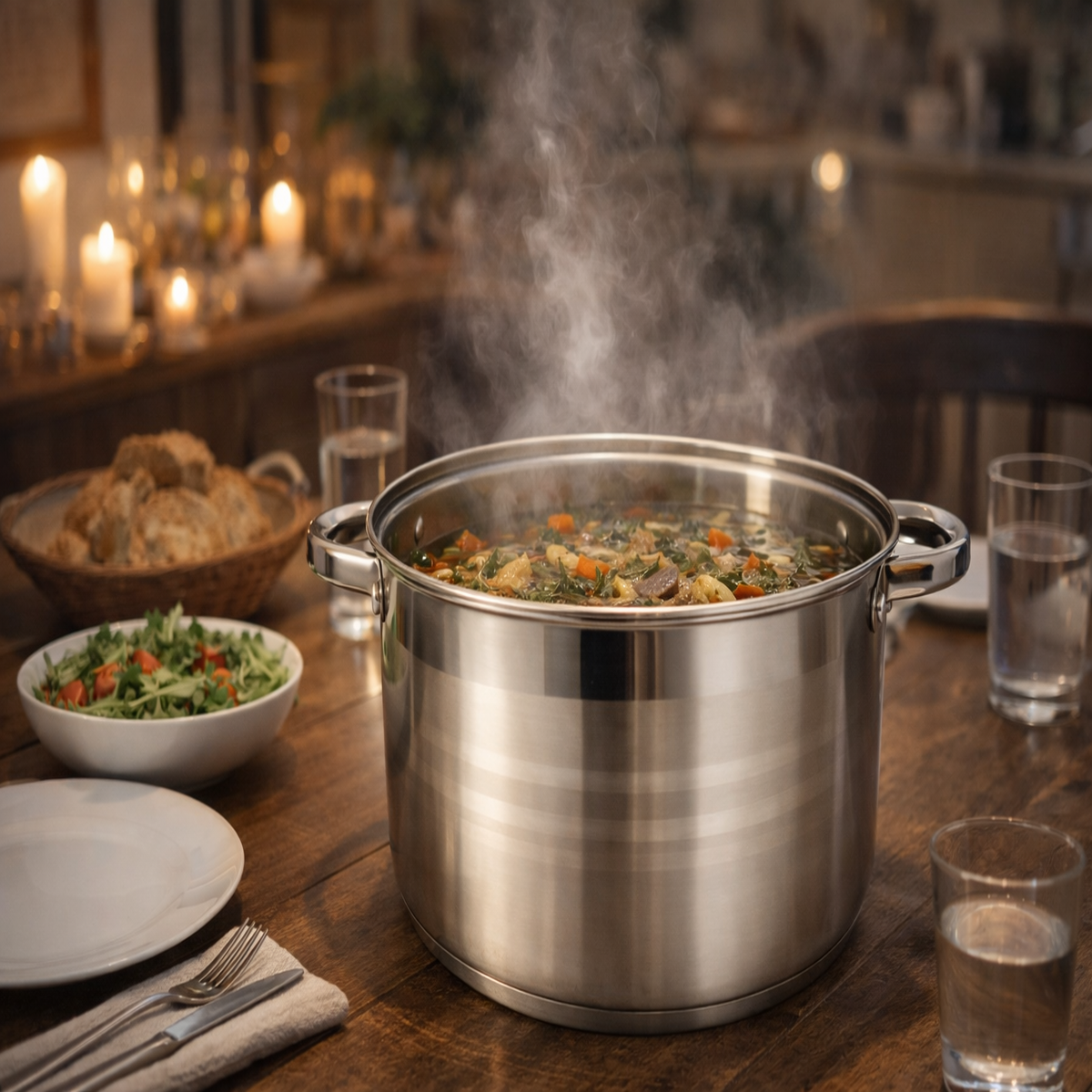 Cratita Inox 5.8 Litri, 26 x 11 cm, Capac din Sticla Termorezistenta