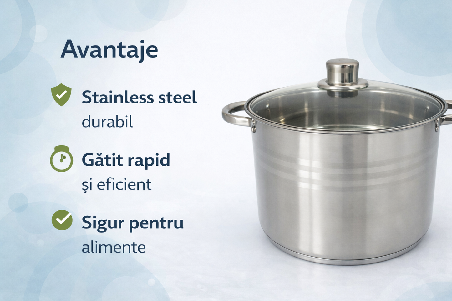 Oala Inox 11 Litri, 26 x 21 cm, Capac din Sticla Termorezistenta