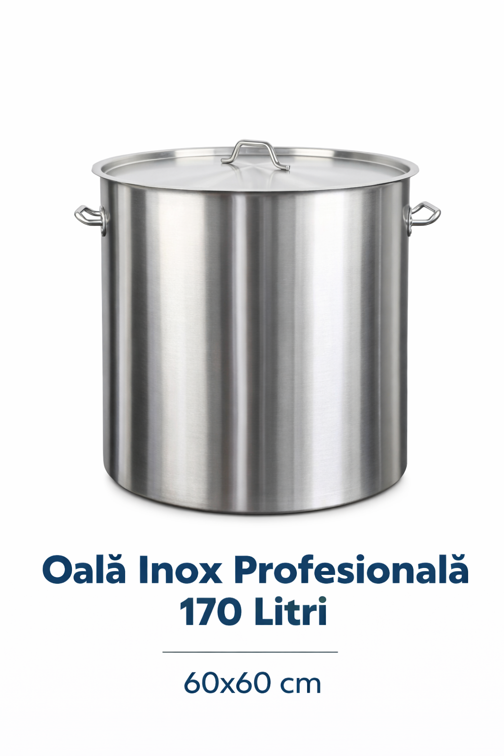 Oala Profesionala Inox 170L, 60x60 cm, Capac Inclus, Horeca