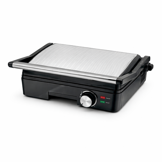 Sandwich Maker Grill 1600W, Placi Antiaderente, Termostat Reglabil, Inox