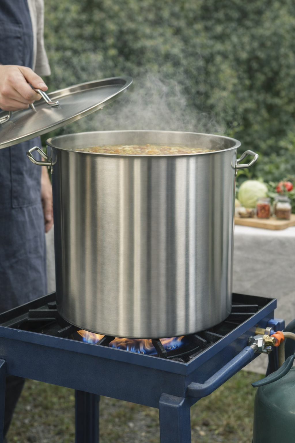 Oala Profesionala Inox 130L, 55 x 55 cm, Capac Inox, Pentru Gatit Intensiv