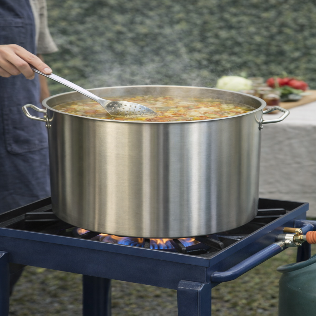 Oala Inox Profesionala 35L cu Capac, 35x35 cm, Inox Alimentar, Pentru Gatit Intensiv