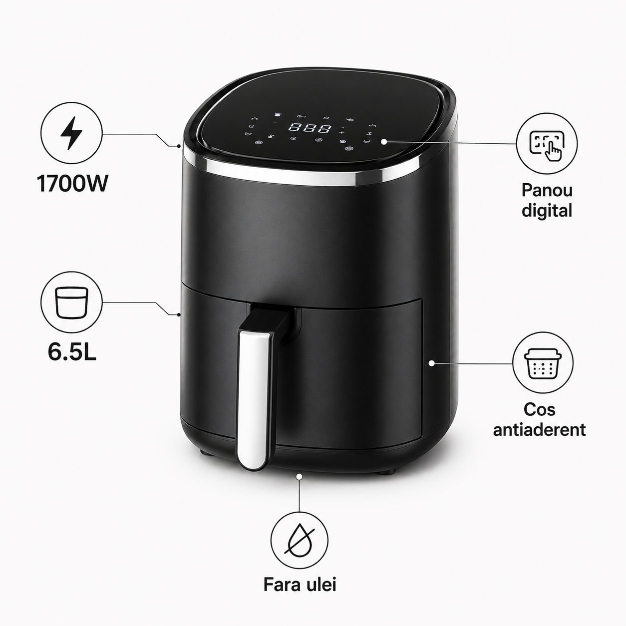 Friteuză cu aer cald Royalty Line – 1700 W • 6,5 L