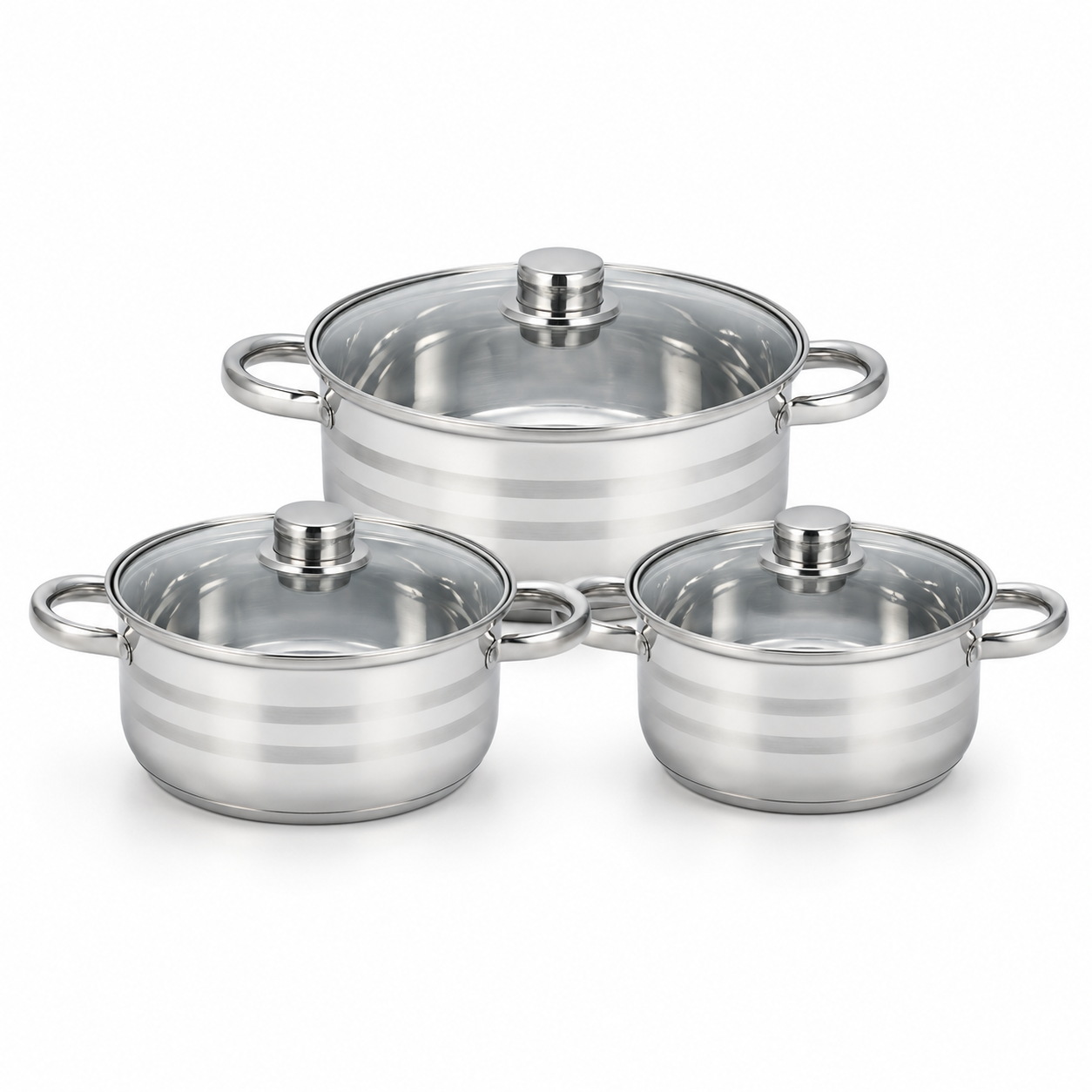 Set 3 cratite inox cu capace, 5.8L, 7.3L, 9.1L  Royalty Line