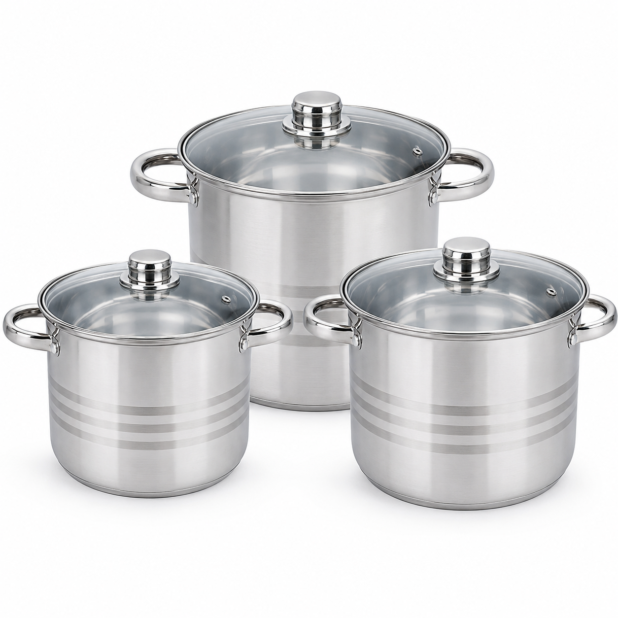 Set 3 oale inox cu capac, 8.8 litri, 10.6 litri, 6.8 litri- Royalty Line