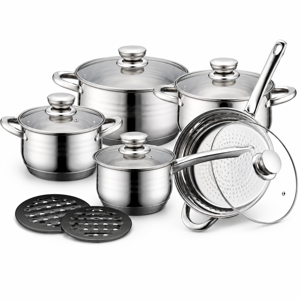 Set oale complect 12 piese din inox cu capac Haus Lux