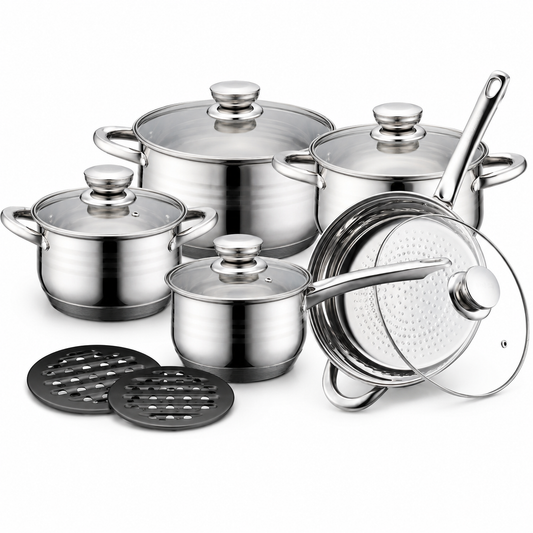 Set oale complect 12 piese din inox cu capac Haus Lux