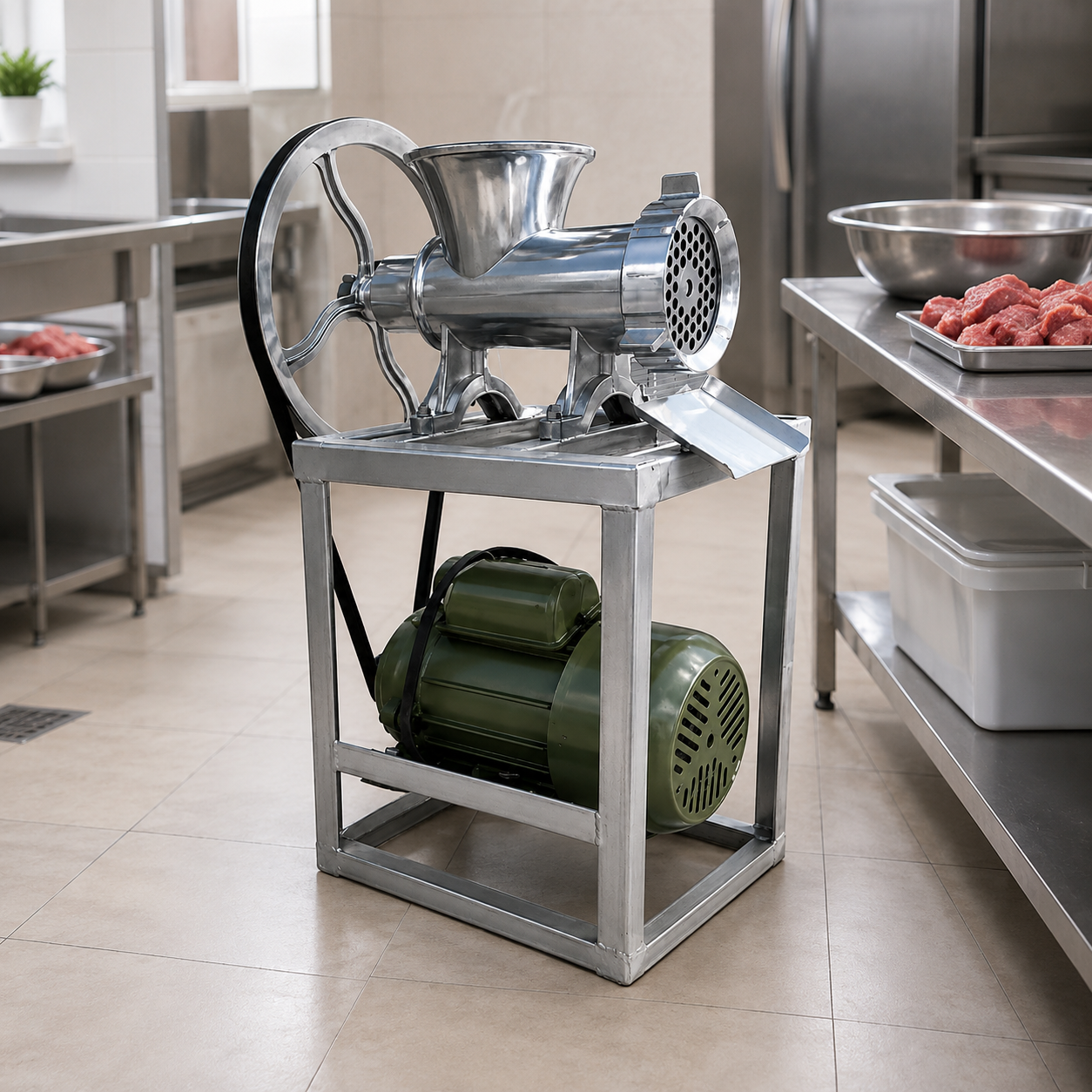 Masina de tocat carne electrica NR 32 aluminiu, motor 1500W, 2-5 kg/min
