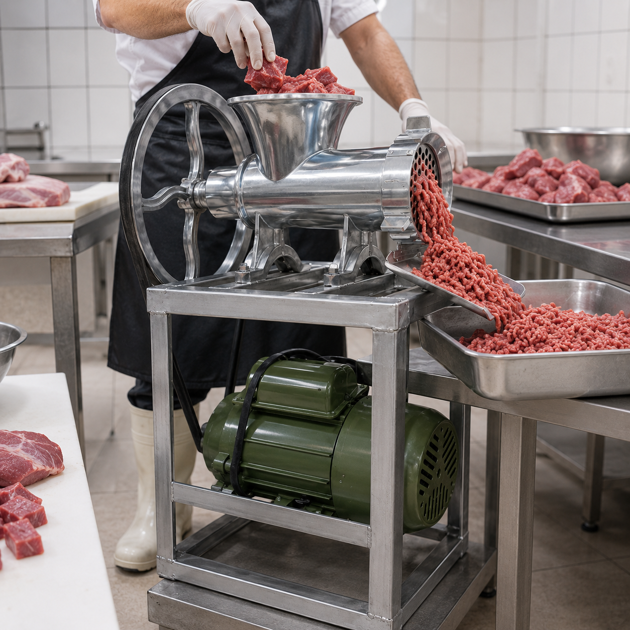 Masina de tocat carne electrica NR 32 aluminiu, motor 1500W, 2-5 kg/min