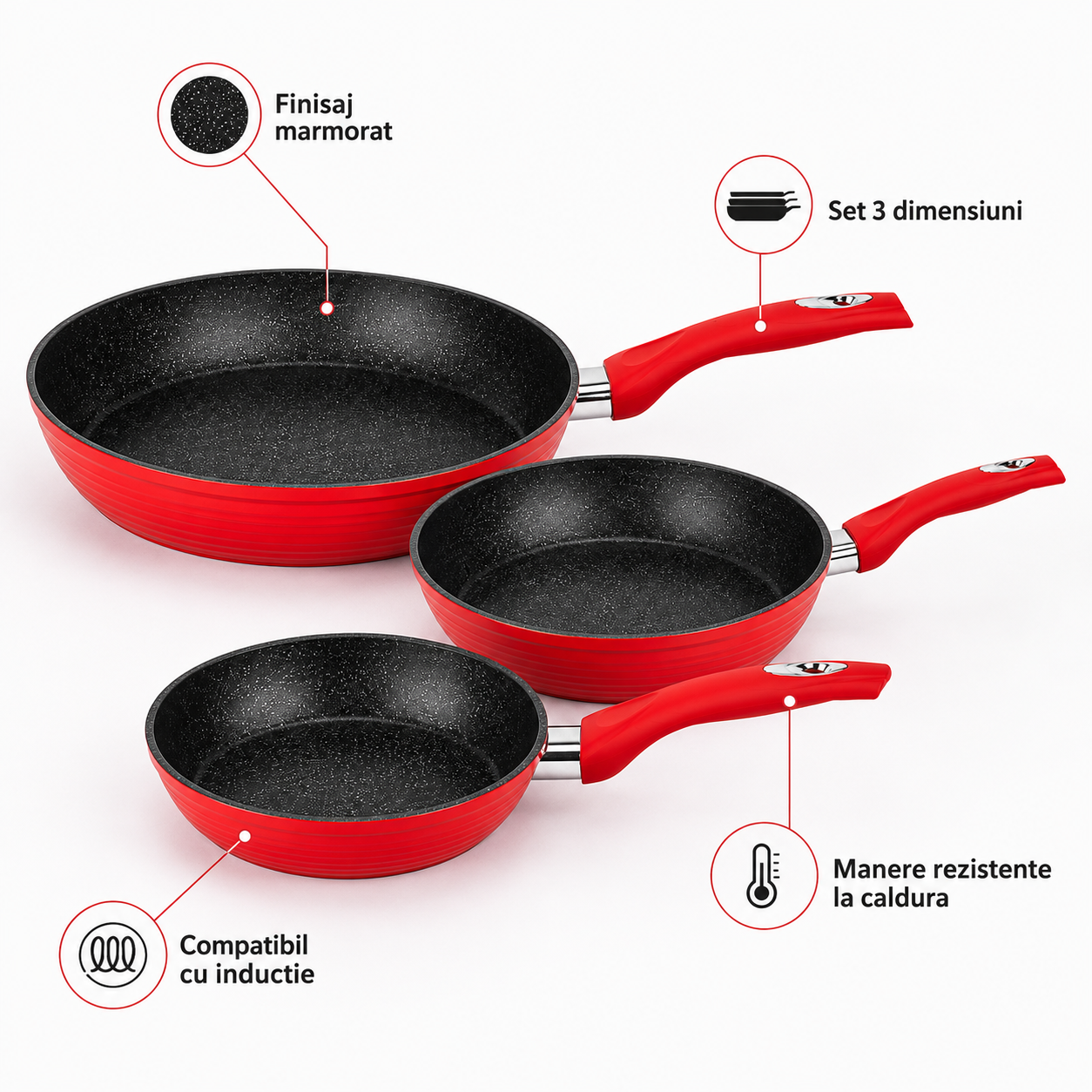 Set complect 3 tigai marmorate Royalty Line - rosii