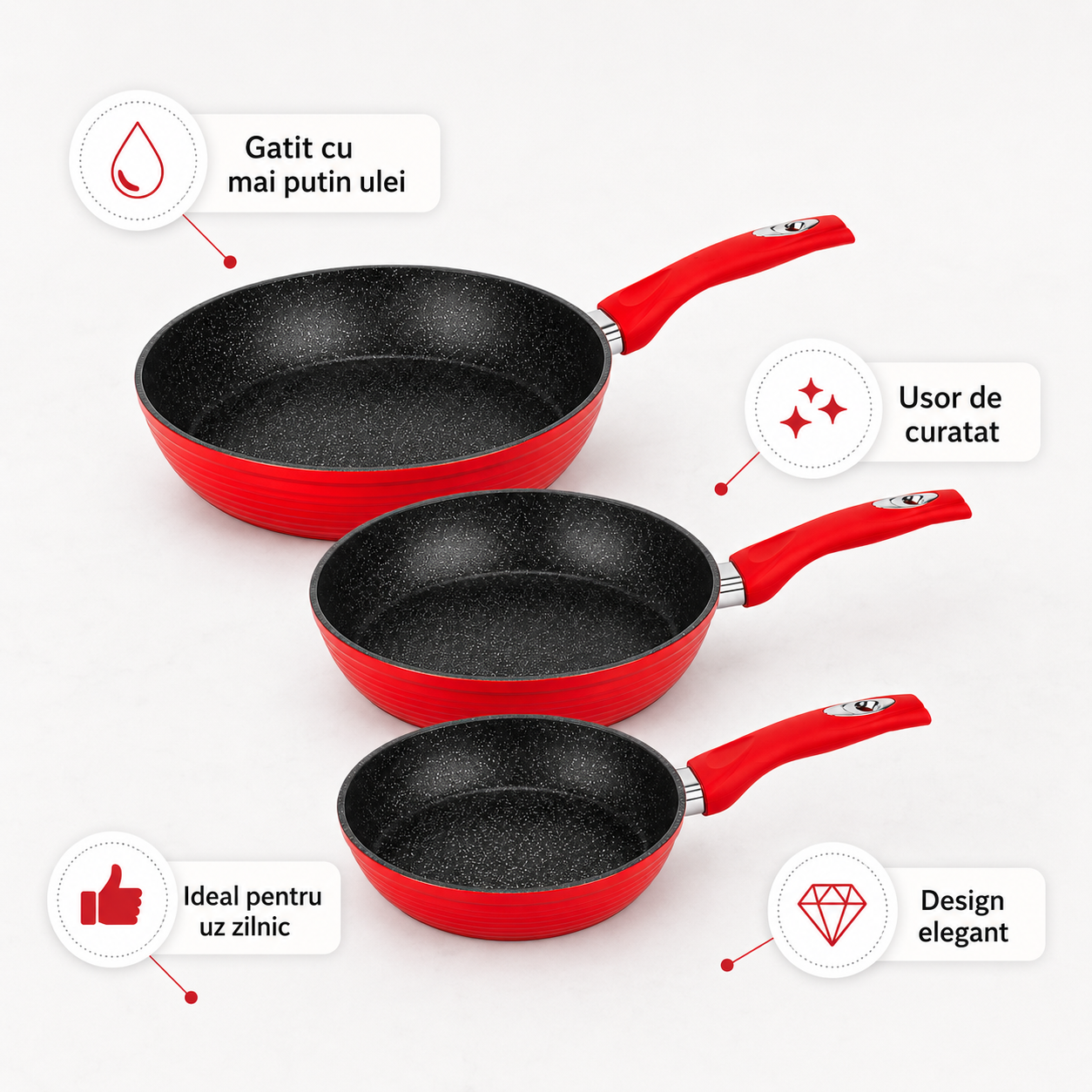 Set complect 3 tigai marmorate Royalty Line - rosii