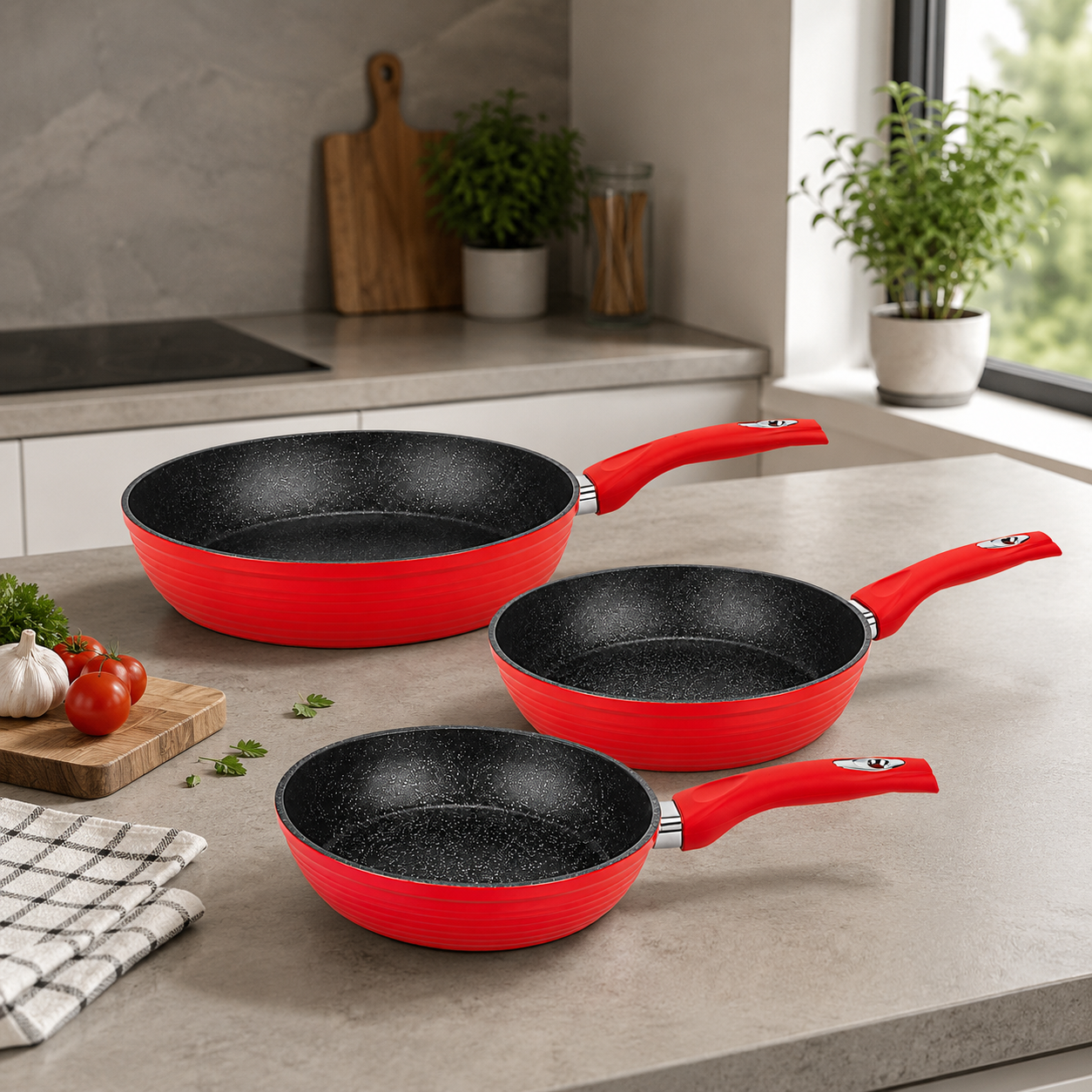 Set complect 3 tigai marmorate Royalty Line - rosii