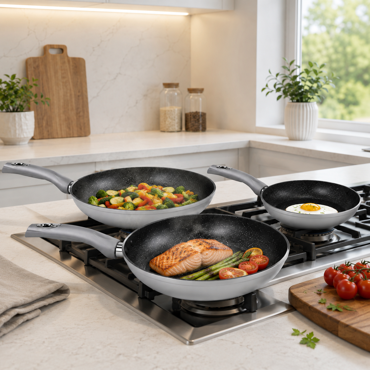 Set 3 tigai interior marmorat Royalty Line -SILVER