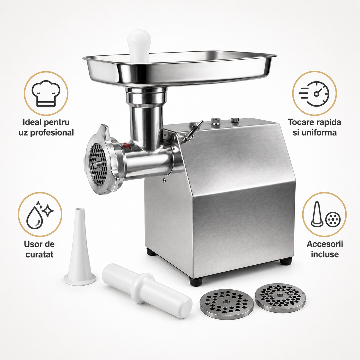 Tocator de carne Craft-Tec, profesional, 1500W, 250 Kg/h