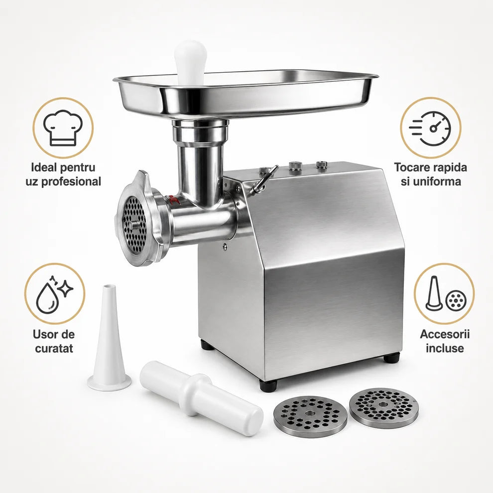 Masina de Tocat Carne Profesionala MK-12, Inox, 250 kg/h, 4000W