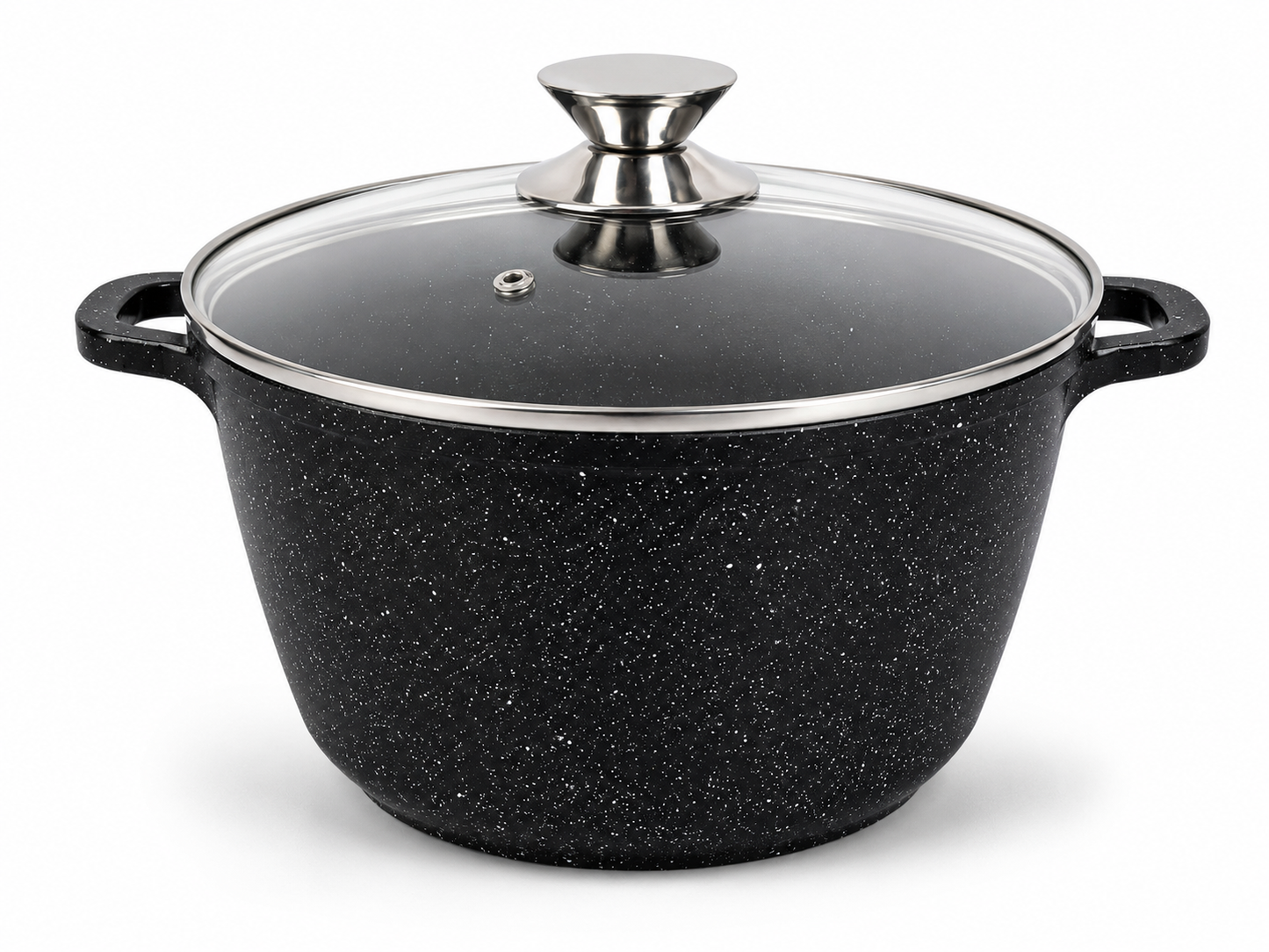Oala Marmorata 24 cm, 6.2L, cu Capac Sticla Termorezistenta