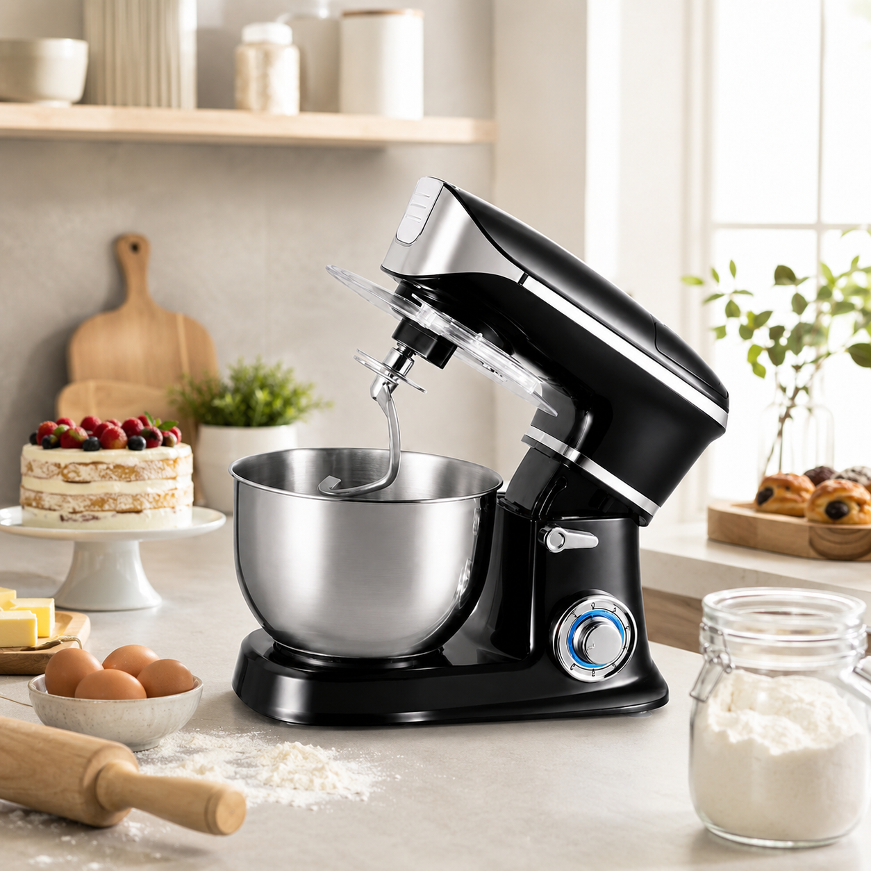 Mixer electric cu bol 5.5 litri din otel inoxidabil 1600W