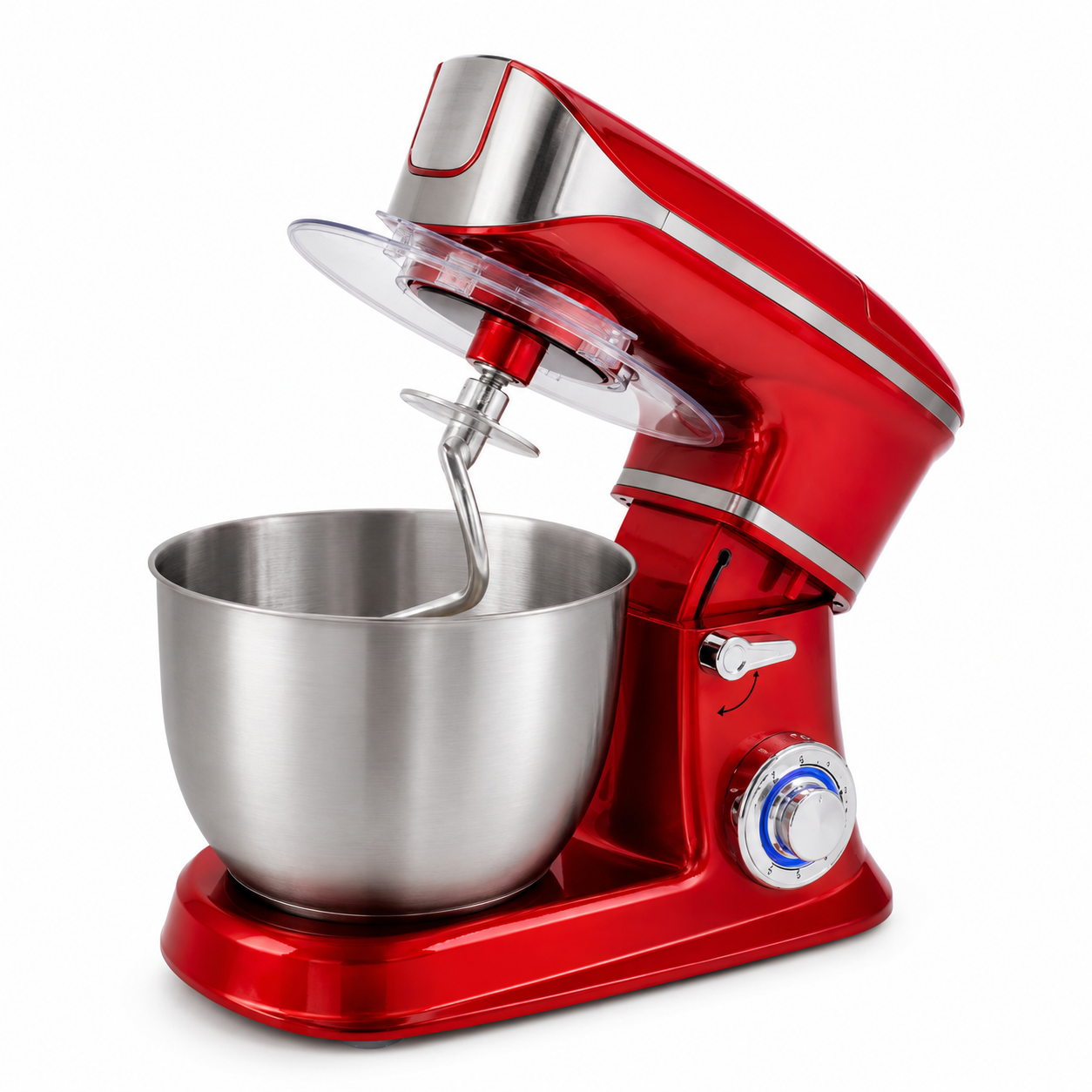 Robot bucatarie Royalty Line rosu  1900 W, 6.5 l, 6 viteze, bol inox, 3 palete incluse