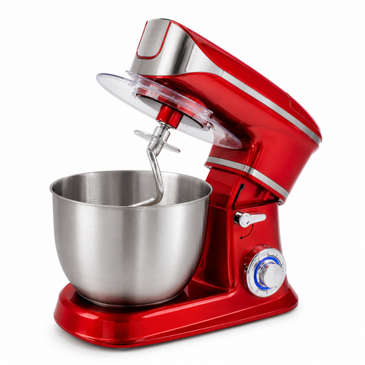 Robot bucatarie Royalty Line rosu  1900 W, 6.5 l, 6 viteze, bol inox, 3 palete incluse