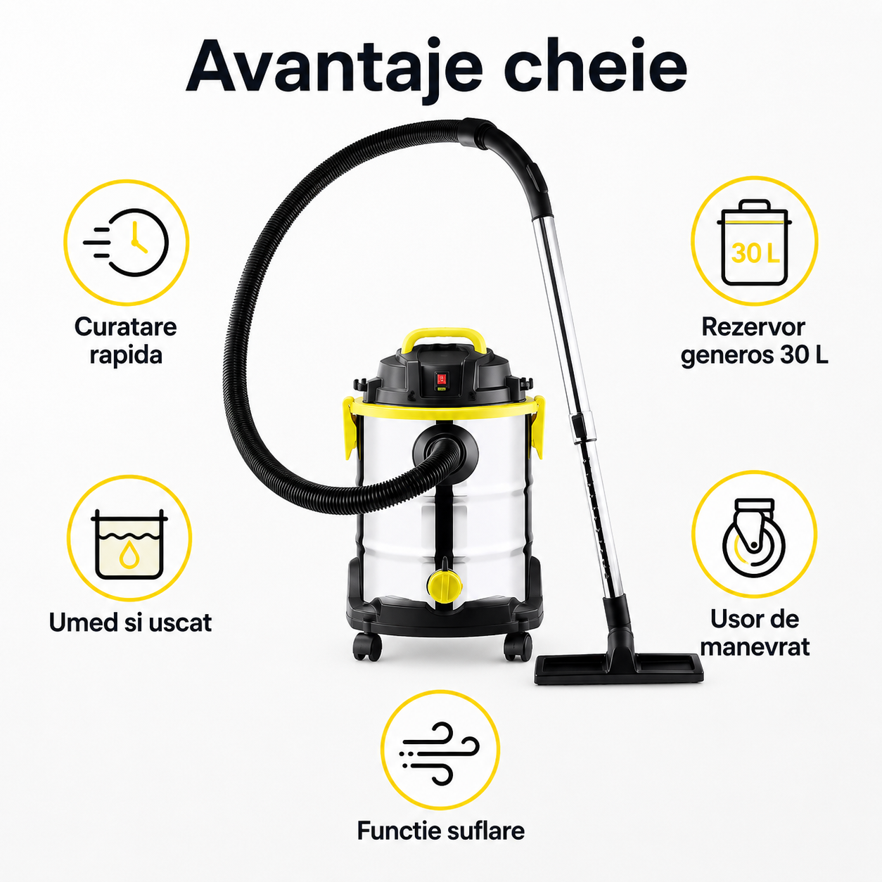 Aspirator fara sac umed -uscat Royalty Line , putere 1400 W, capacitate 30 L