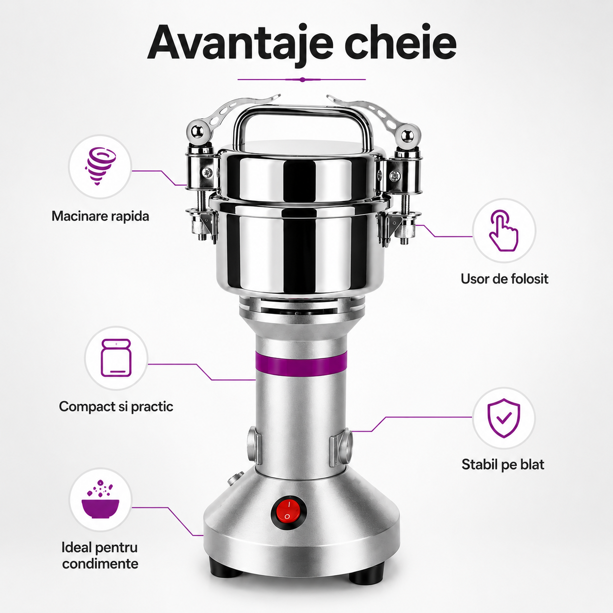 Royalty Line – Moara multifunctionala / macinator, 850 W, capacitate 150 g