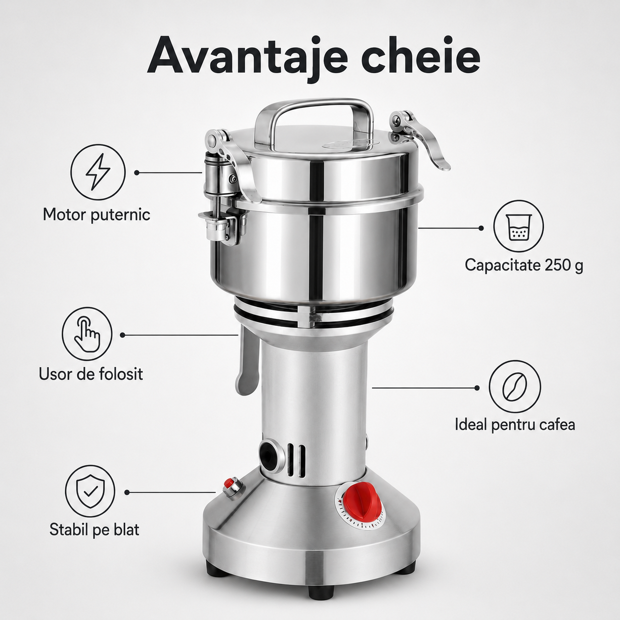 Royalty Line – Moara multifunctionala / macinator, 1200 W, capacitate 250 g