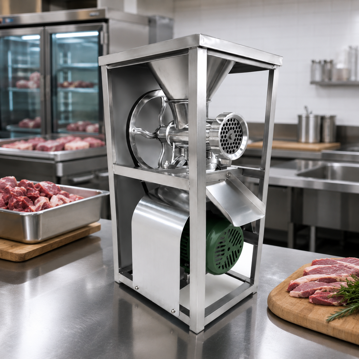 Masina Tocat Carne Poland 1.5 KW din Aluminiu cu Suport Inox