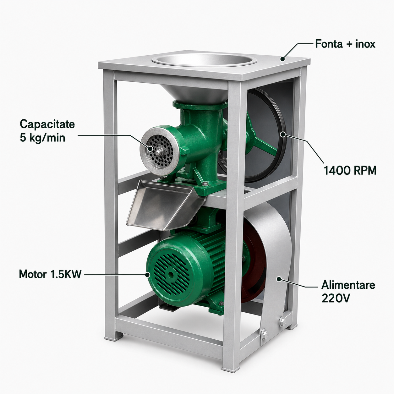 Masina Tocat Carne din Fonta cu Suport Inox + Metal